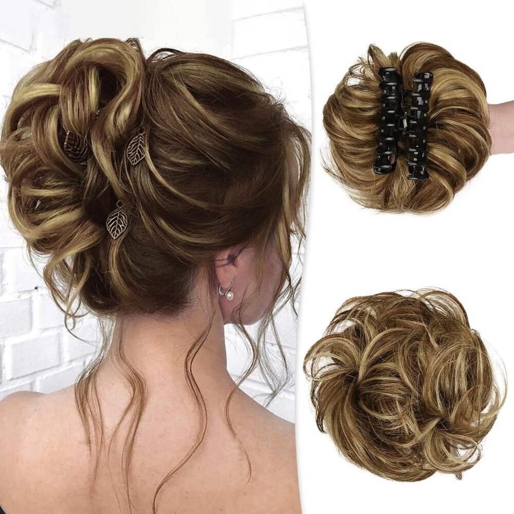 Claw Clip Bun Extension Human Hair Messy Updo Stylish Natural Look
